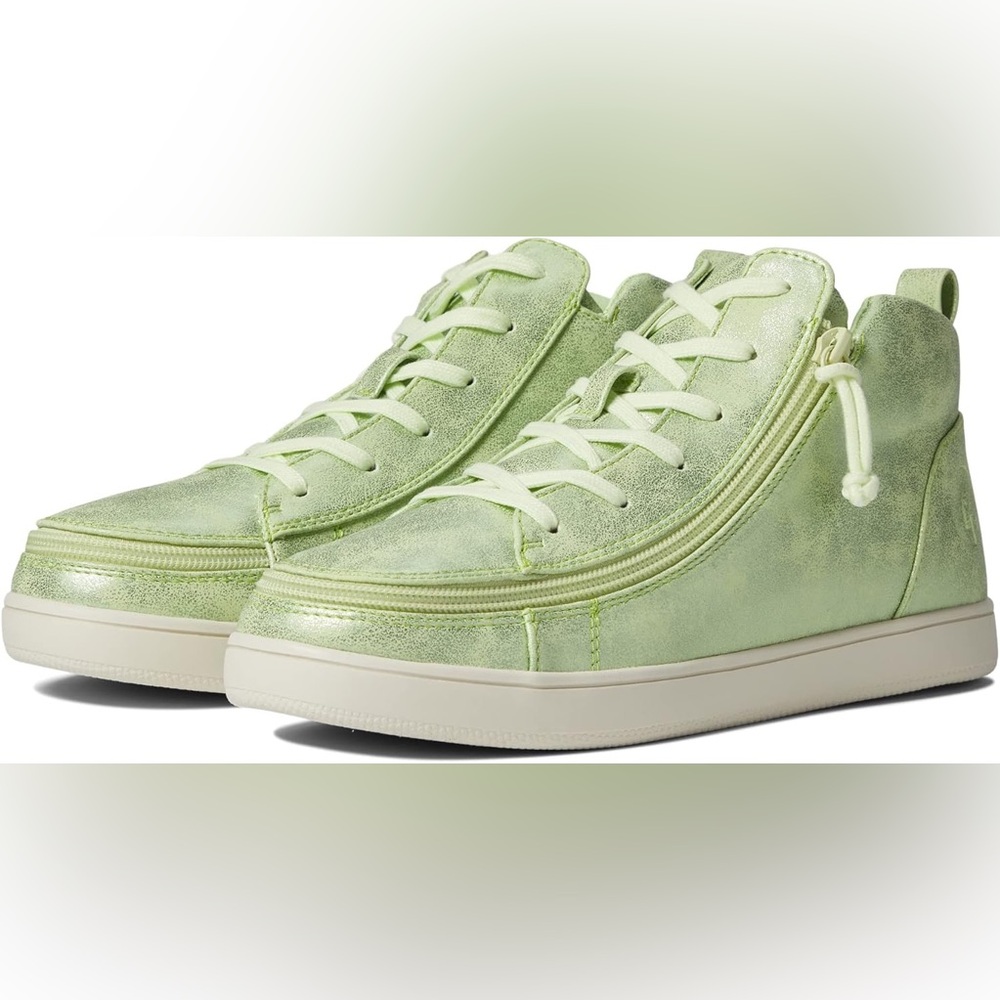BILLY Footwear Sneaker Lace Mid Top in Cucumber Green Metallic 6.5 W New